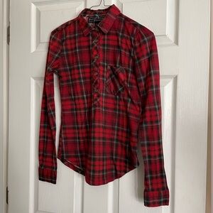 Red Plaid Button-Up Shirt- Lumberjack Girl